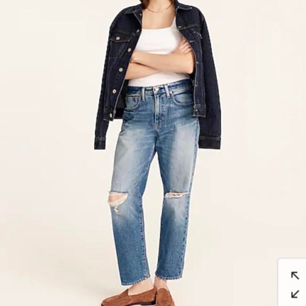 J. Crew Slouchy Boyfriend Jean in Southern Sky Wash 35 NWT‎